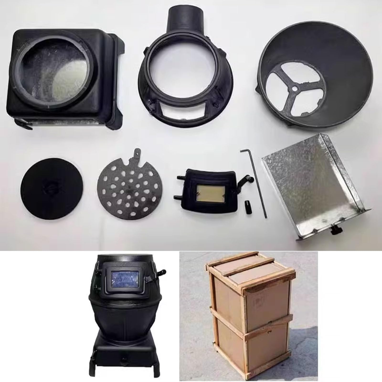 Stufa A Pellet Stufa Da Campeggio for Interno Tendas Struttura In Ghisa Include Gancio, Paletta E Contenitore Raccogli Cenere Con Finestra Di Osservazione(25 * 25 * 40cm)