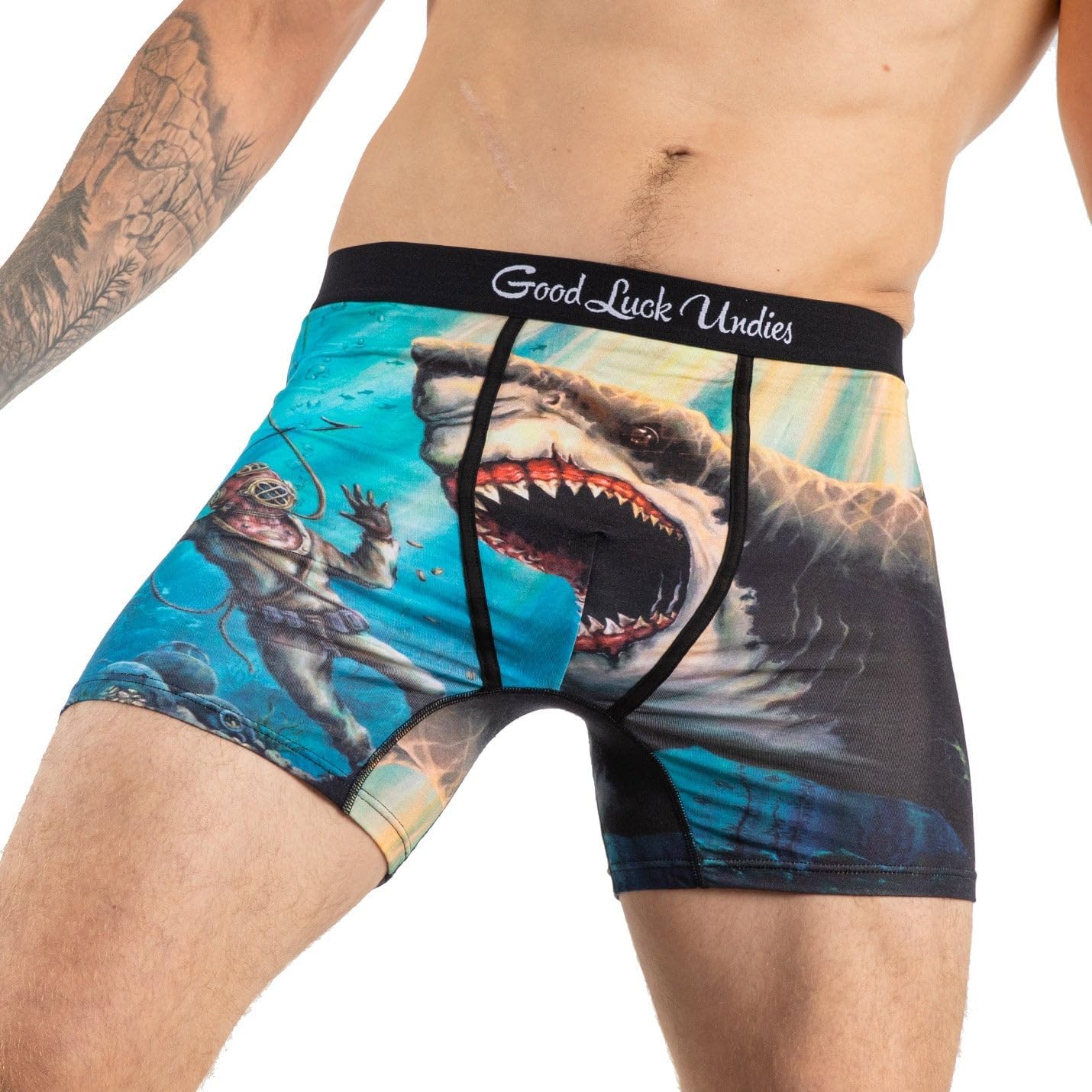 Good Luck Undies Men's Fish and Ocean Animal Boxer Brief Underwear - Image 5