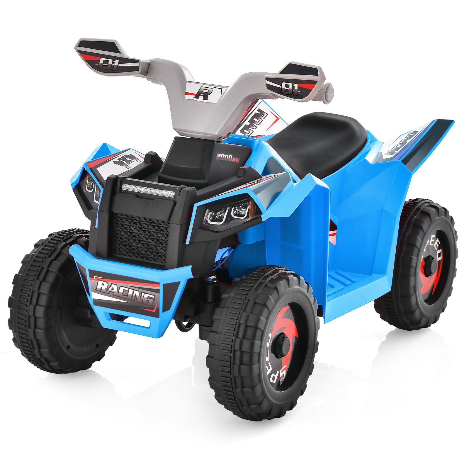 COSTWAY 6 V quad elektryczny dla dzieci, z przełącznikiem do przodu/do tyłu, mini ATV elektryczny quad, samochód elektryczny dla dzieci od 3 lat (niebieski)