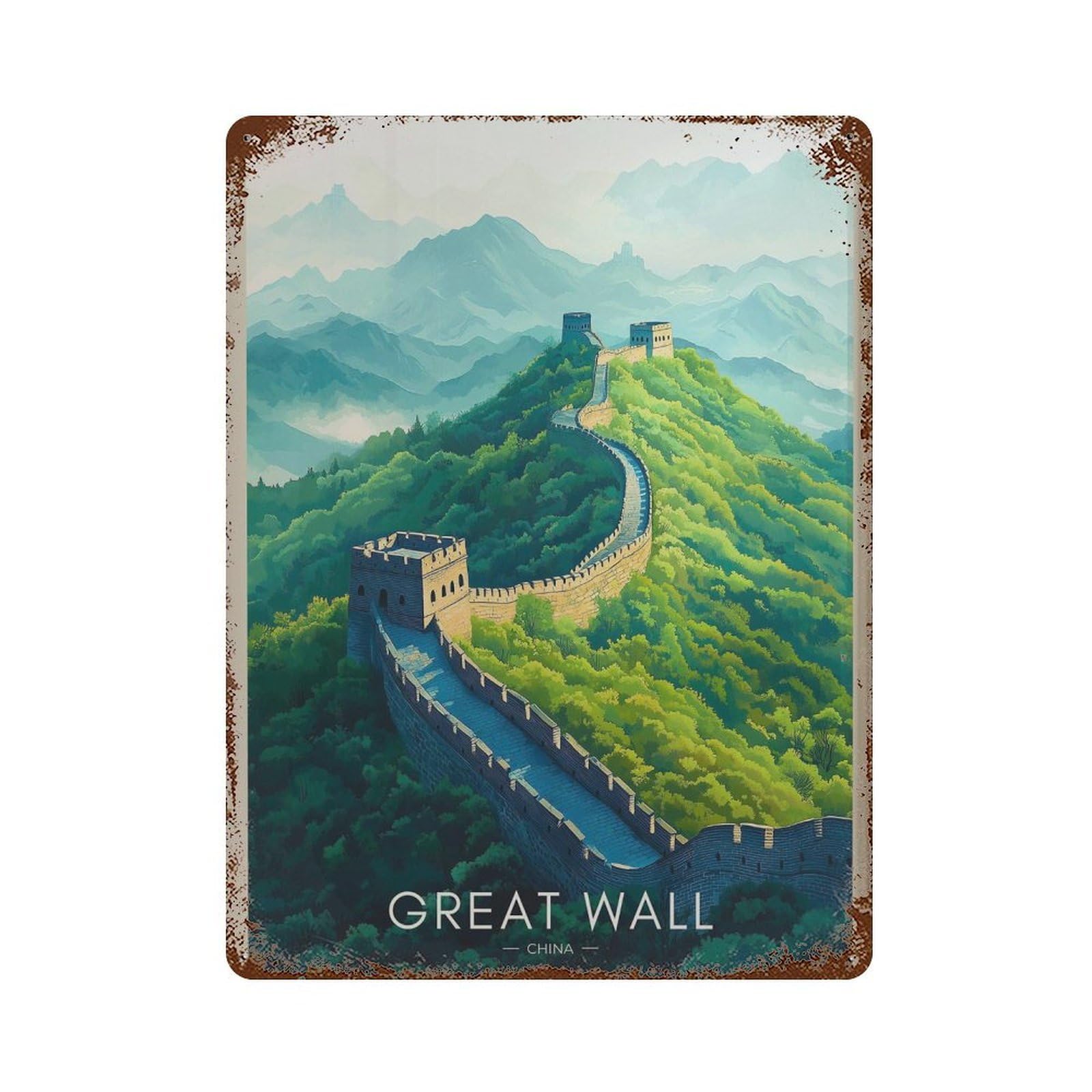 xiaoxiaoshen Great of China Wall Decor Art Metal Tin Poster Modern Home Decor Art Home Bar Shop Decorations Vintage Sign 40x30cm