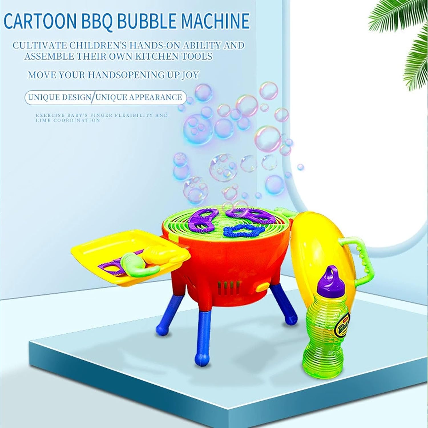 Bubble BBQ Machine - Interactive Grill Themed Bubble Blower with Realistic Smoke Effects & Continuous Output, Portable Outdoor Party Atmosphere Maker for Backyard Socials & Events (1 Set)