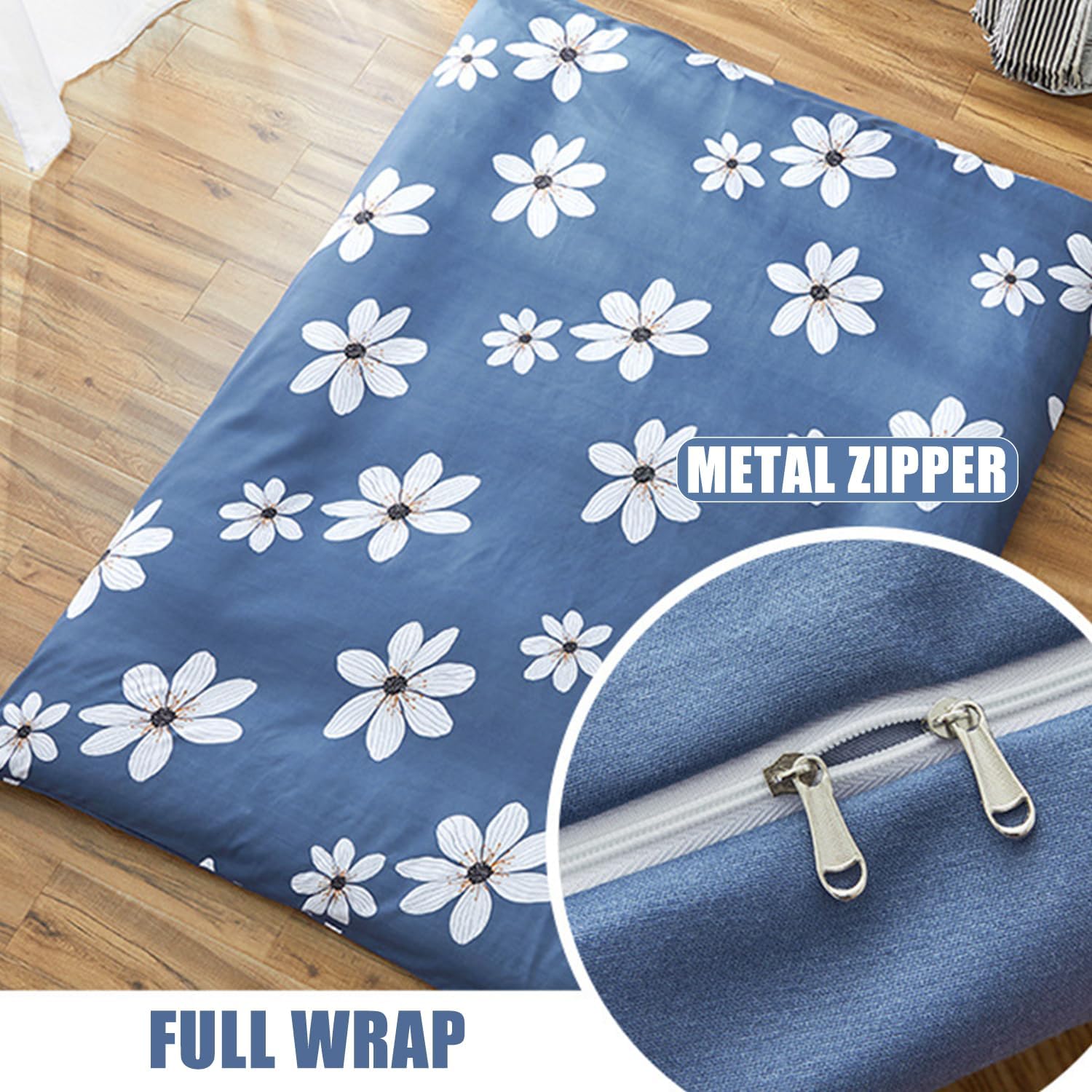B,90x190cm,LDLCYCN Futon Floor Mattress Cover with Zipper Traditional Japanese Futon Mattress Cover Tatami Mattress Dust Cover Breathable Bed Cover Full Wrap for Bedroom Dormitory