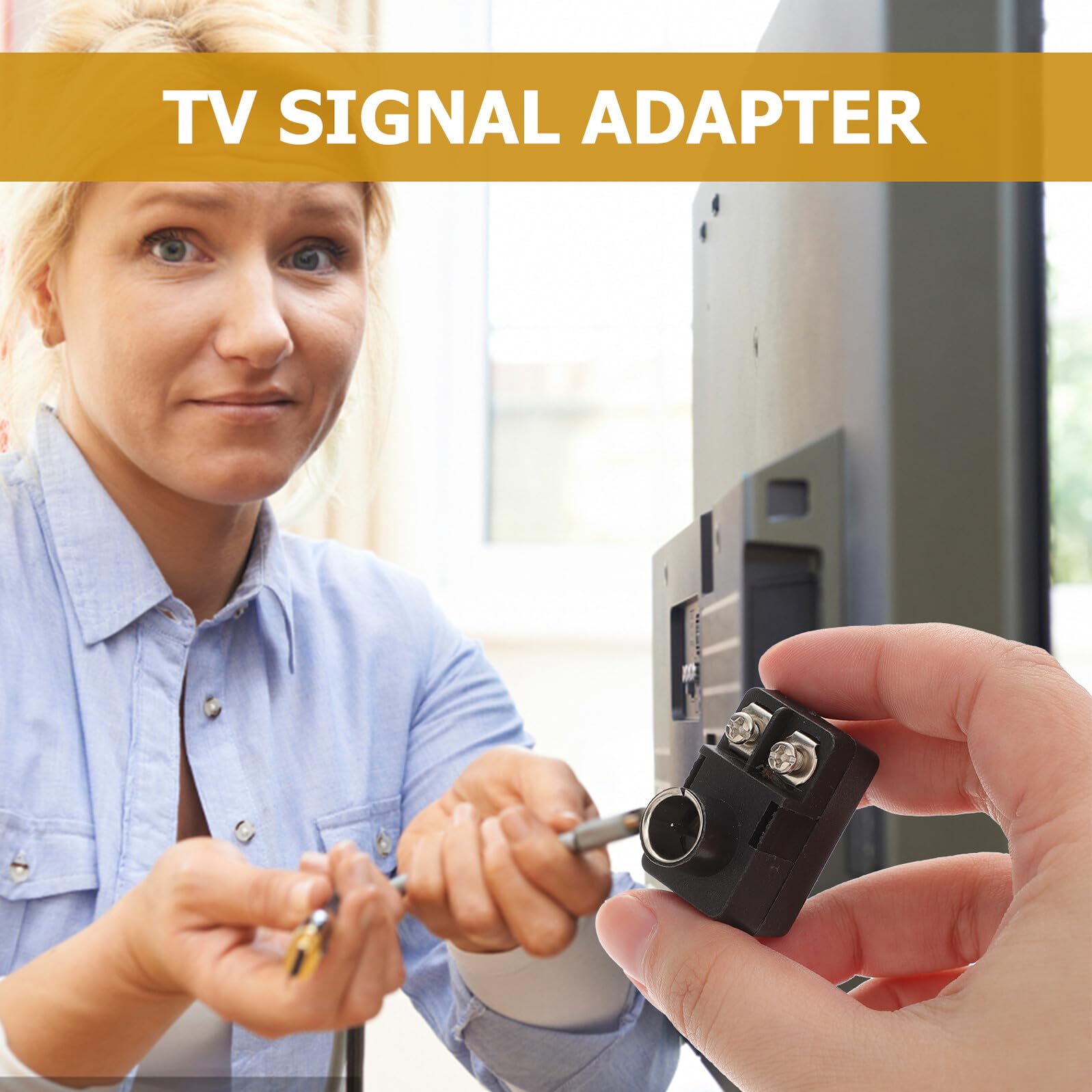 Adaptateur Coaxial 75 à 300 Ohms Noir en Métal et Abs, 2 Pièces