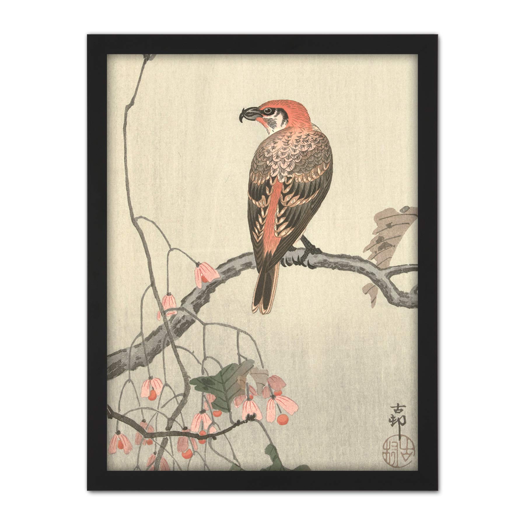 Artery8 Ohara Koson Crossbill On Tree Branch Japanese Artwork Framed Wall Art Print 18X24 Inch