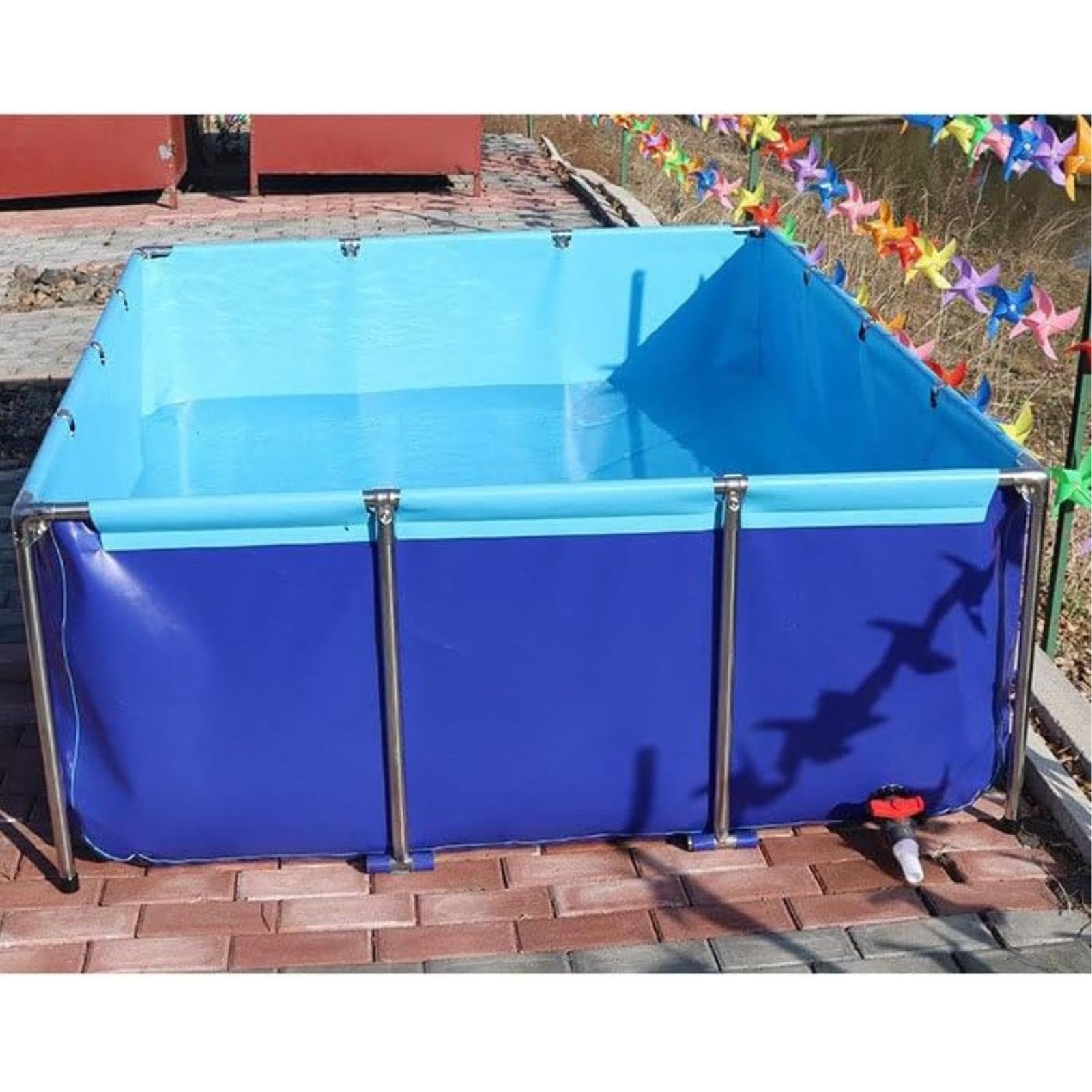 Piscina da esterno con struttura in acciaio con finestra trasparente per laghetto per Koi e pesci, perfetta per giardino e patio, facile da installare, ideale per divertimento in famiglia