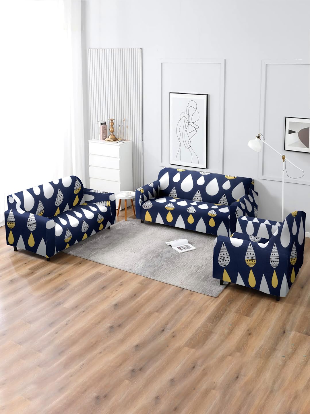 Amazon Brand - Umi Printed Sofa Cover Big Elasticity Cover Stretch Universal Sofa Slipcover 5 Seater (3 Seater Size 185-230cm and 1 Seater Size 90-145cm), Blue (B0CX5KCMPP) Amazon Price History, Amazon Price Tracker