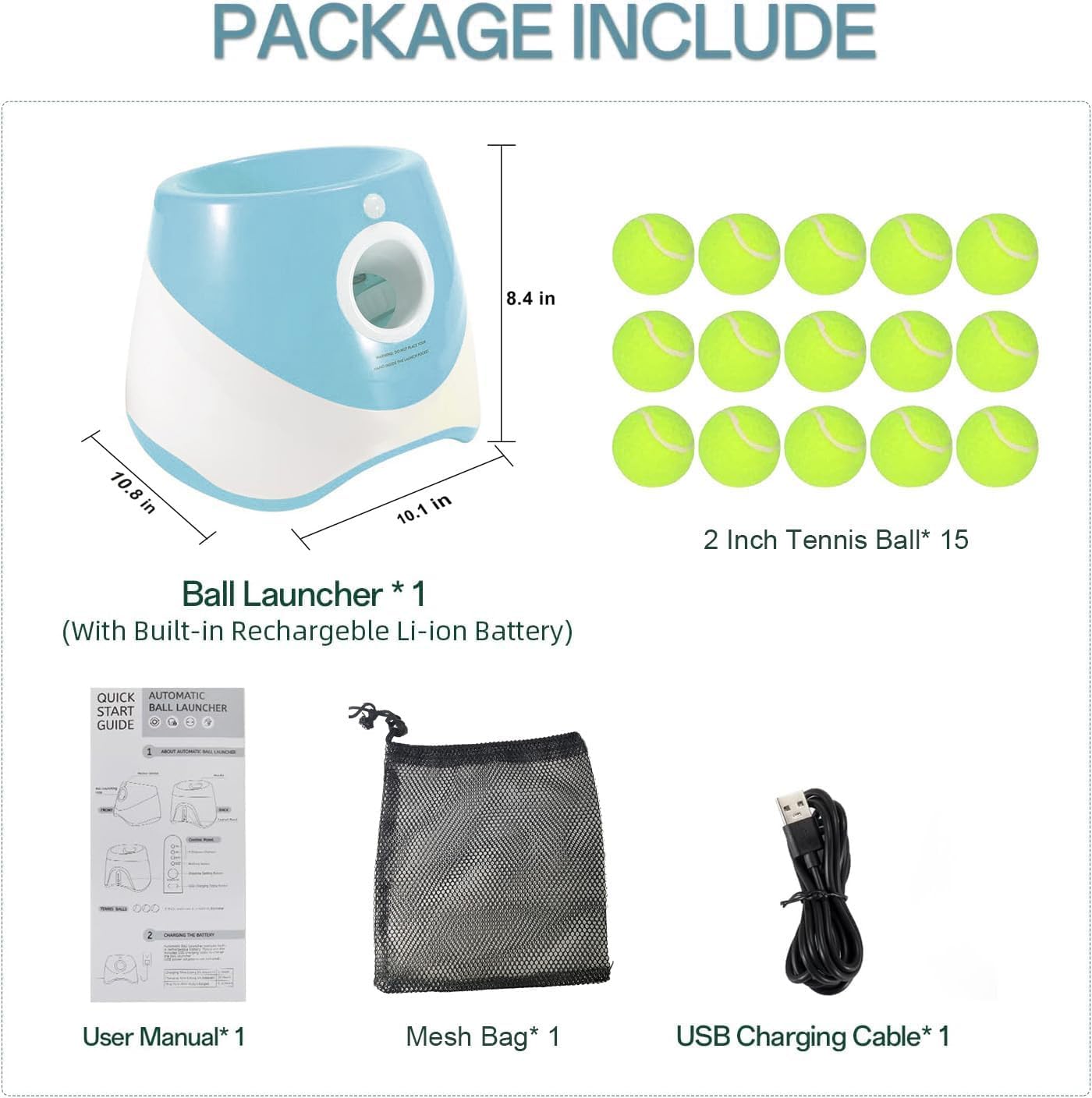 Lanzador de Pelotas para Perros,Lanza Pelotas Perro,Máquina Automático Juguete Interactivo Perro con 3 Pelotas de Tenis,Ajustables Anchos de Lanzamiento,Pelota Tenis para Perros Pequeños y Grandes，A