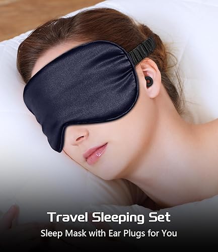 Miniatura 9 de BLIET Tapones de silicona para los oídos para dormir, tapones para los oídos reutilizables para reducción de ruido, máscara de dormir con juego de