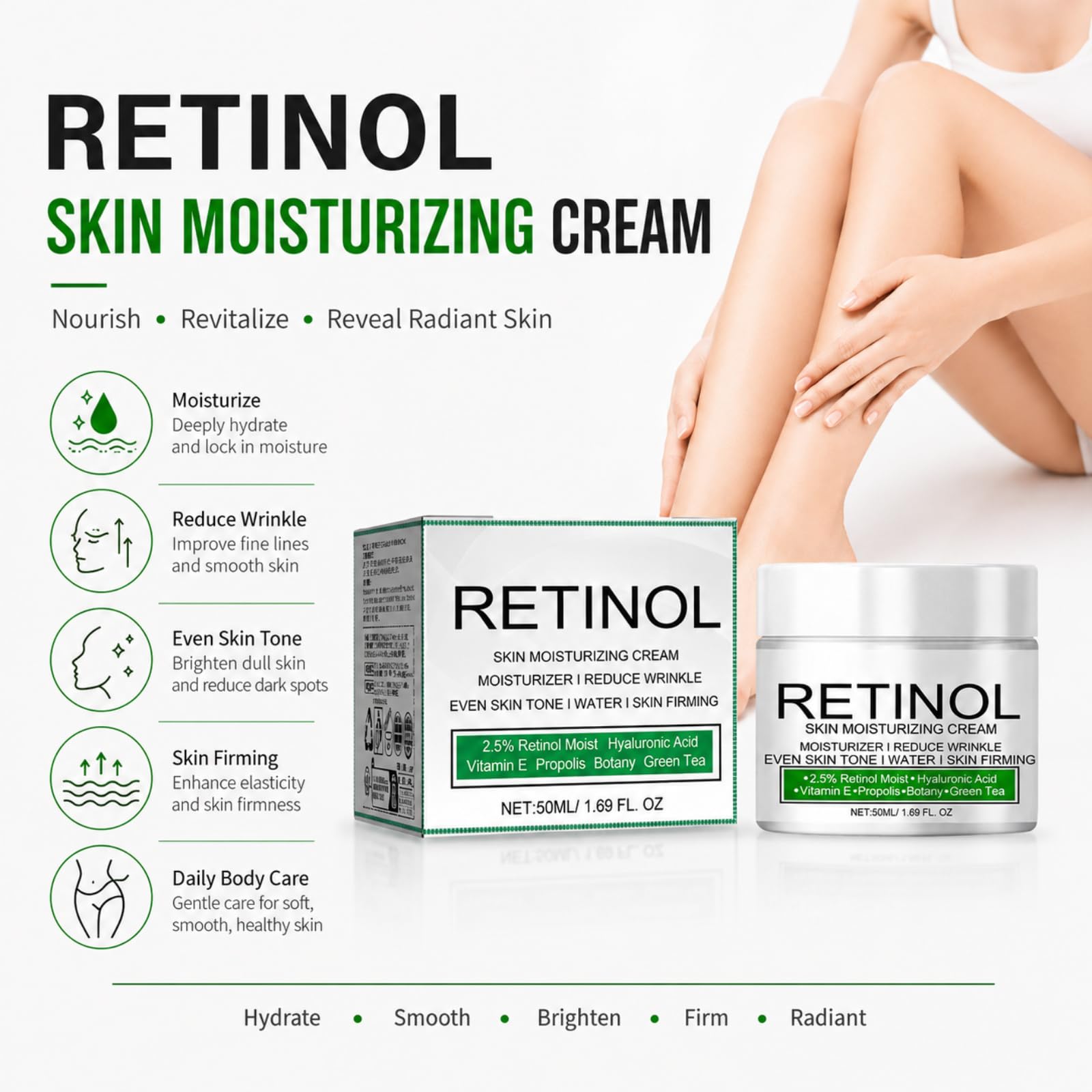 Brightening Retinol Cream Nourishes, Fades Dark Spots for Body Joints | Retinol Multi-Purpose Moisturizer for Body Dark Spots, Nourishes Repairs & Brightens Knees, Armpits and Intimate Areas