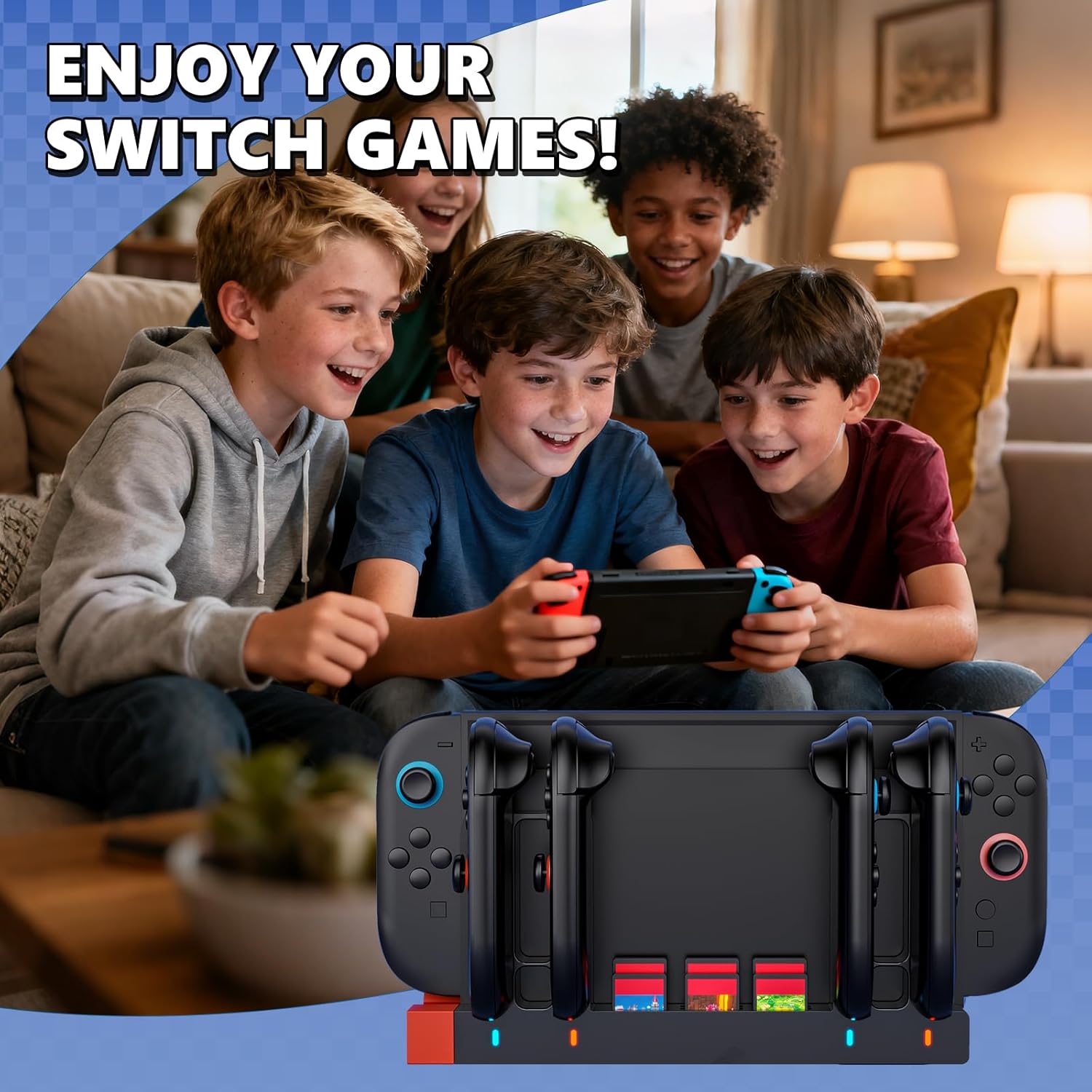 Switch 2 Joycon Charging Dock Station with 4 Controller Slots & 6 Game Card Storage - Magnetic Direct Console Connection Charging Stand for Switch 2 Joy-con Controllers, Compact NS2 Dock - Image 8