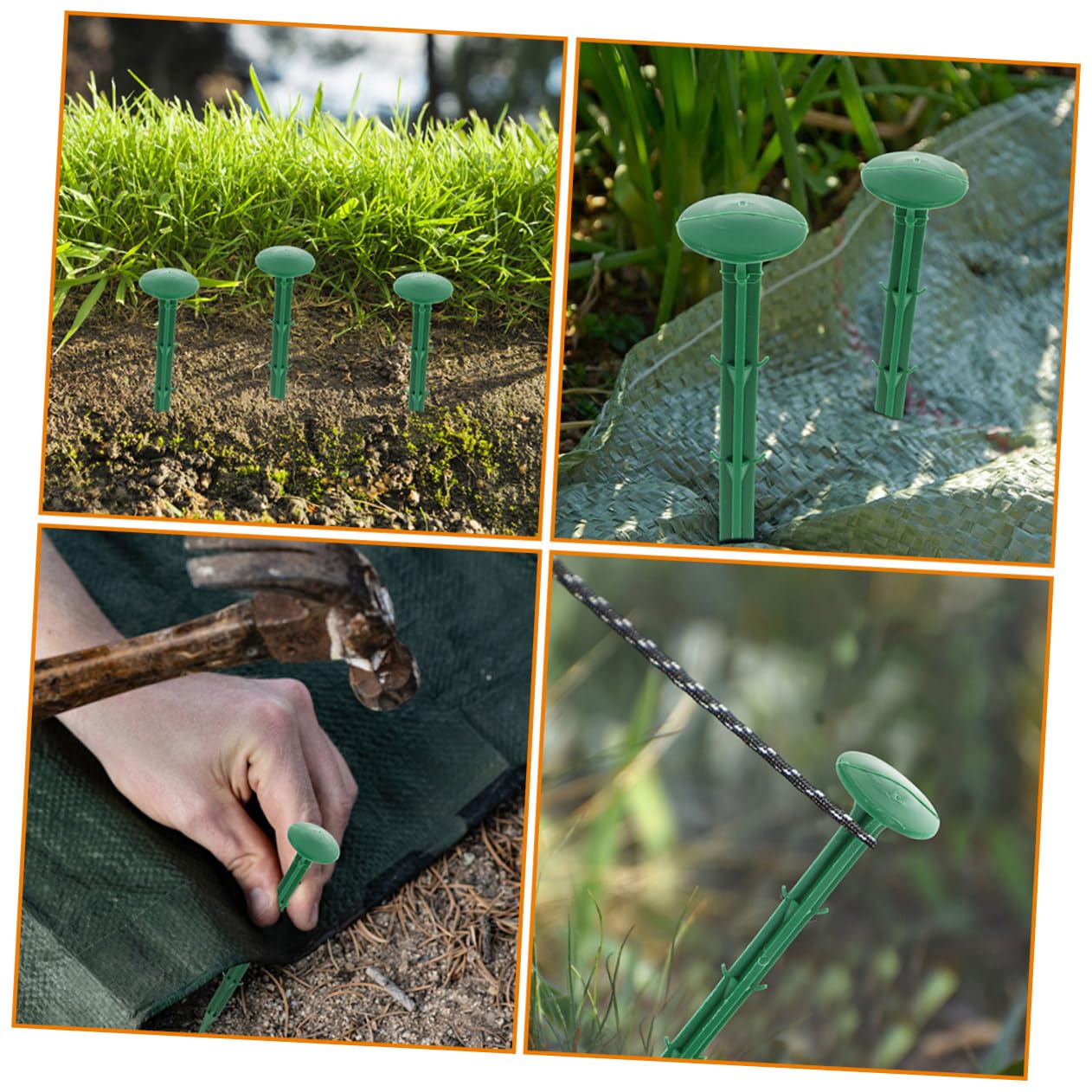 Piquets de Sol en Plastique Vert 150 Pièces pour Jardin