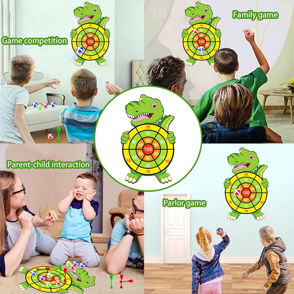 Dinosauri Freccette per Bambini Bersaglio per Bambini da 76 cm Bersaglio Freccette Bambini Hanging Dart Lanciare di Gioco Giochi per al Coperto e all'aperto