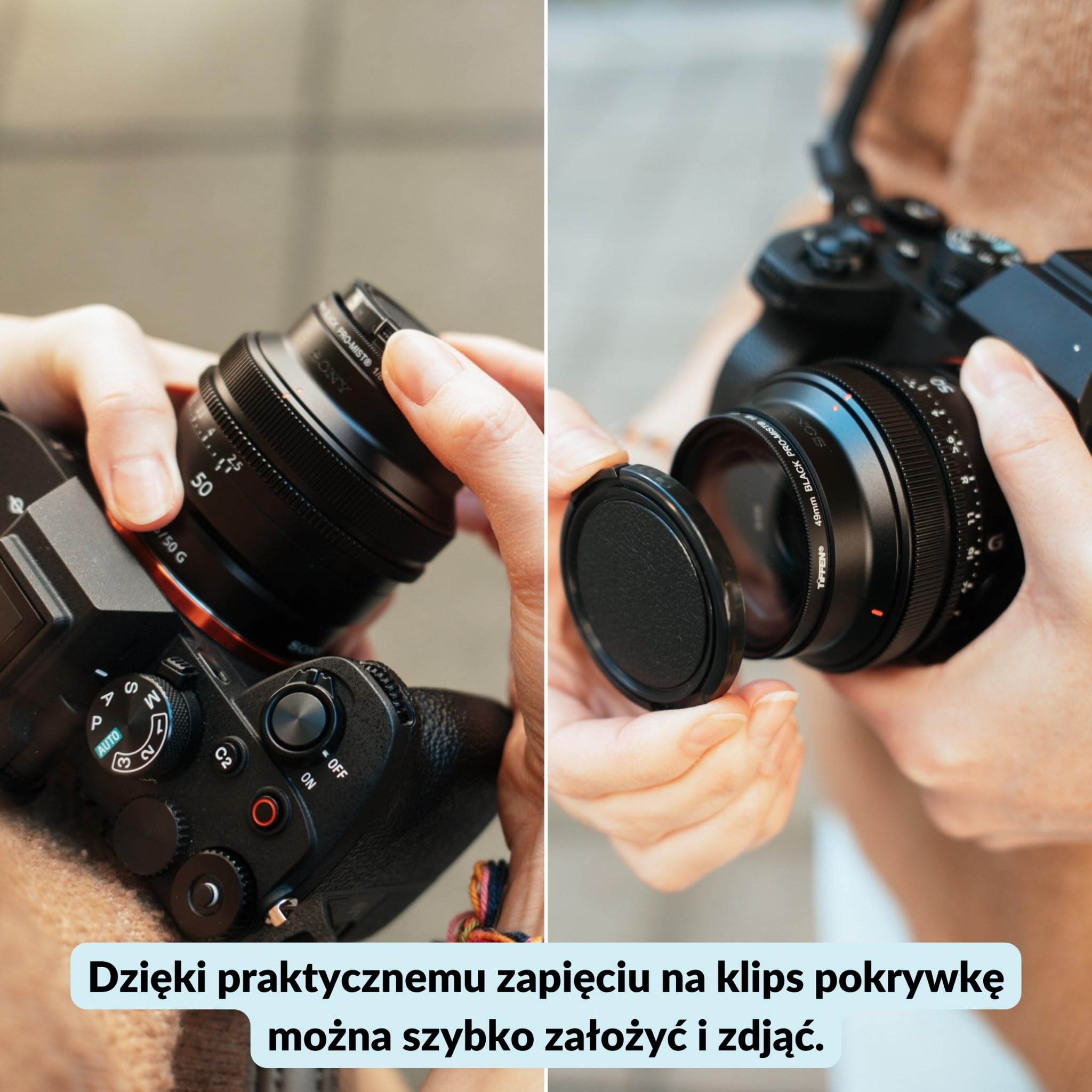 LENS-AID dekielek obiektywu retro 67 mm Lens Cap uniwersalny | Ochrona obiektywu przed kurzem, rysami i zachlapaniem w plenerze lub podr贸偶y, boczny zacisk