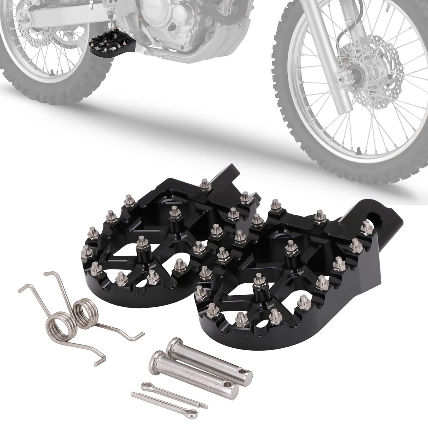 IUVWISN Dirt Bike Foot Pegs,Motorcycle Footpegs Wider Foot Pegs Rest Pedal CNC for CRF 110 CRF110F 2013-2023 CRF125F 2014-2023 Black