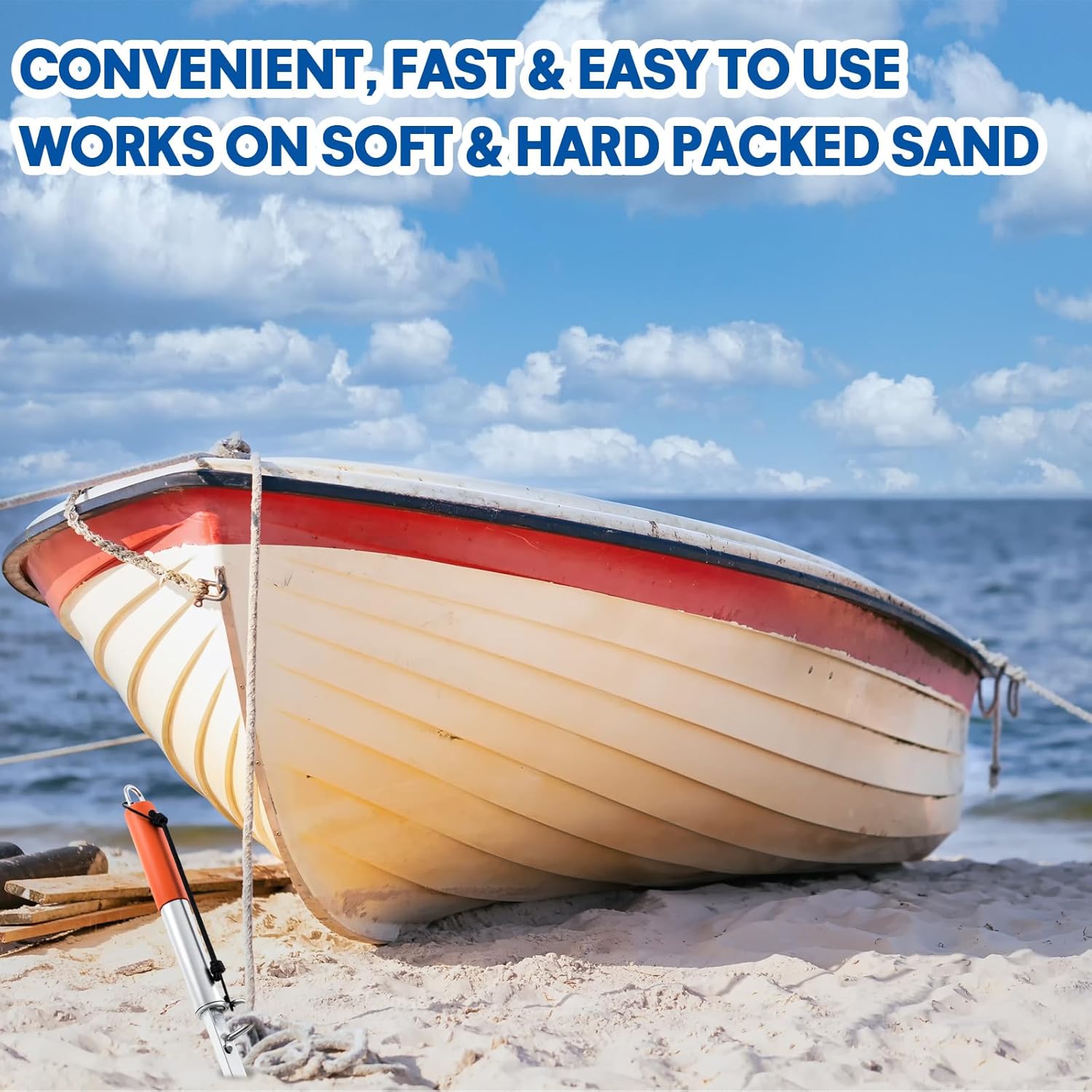 2 Pack Sand Spike Boat Anchor Pole for Boats Pontoon Kayak Boating, Up to 43' Shore Spike for Shallow Water Shore, Sandbar, Land with Storage Bag