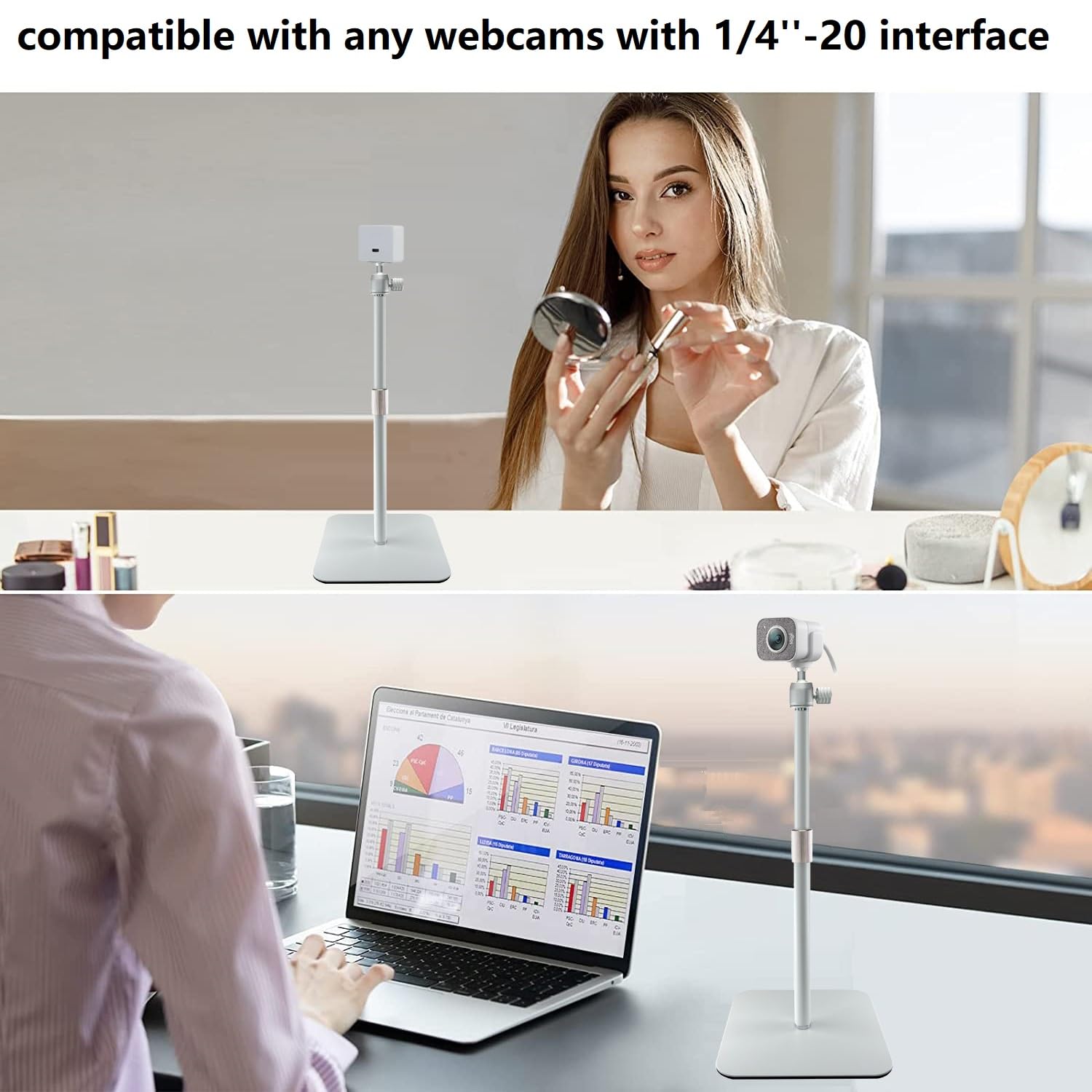 Logitech Brio 100 300 500 C270 C310 StreamCam MX Brio 4K C920 C922 C930 C925 C615 Support magnétique pour Webcam Blanc