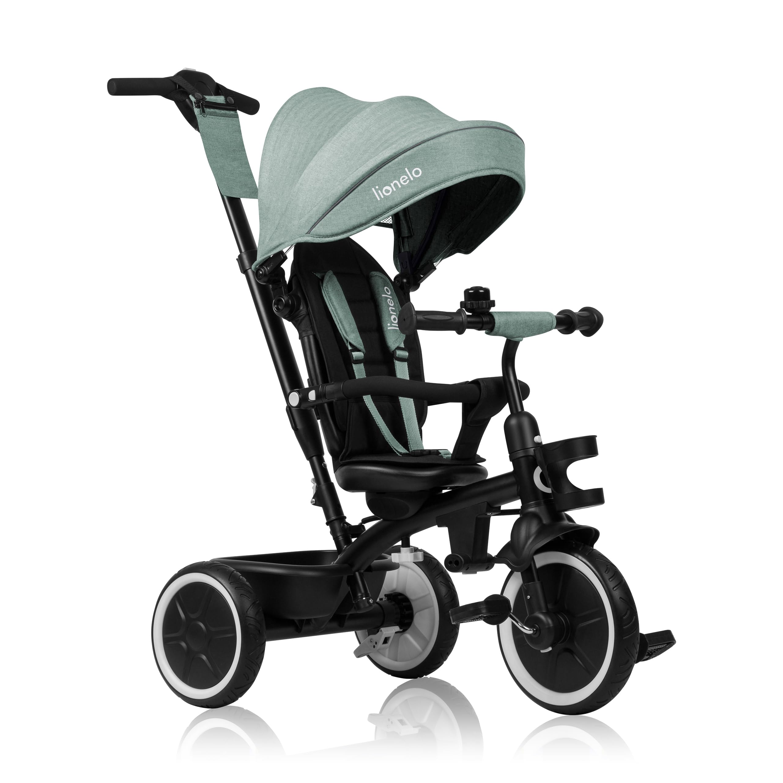 LIONELO Berry Triciclo Multifuncional de Paseo Silla de Paseo de 9 Meses a 5 años a 25 kg Ruedas Grandes de PU, Triciclo Asiento Giratorio 360° Montaje sin Herramientas