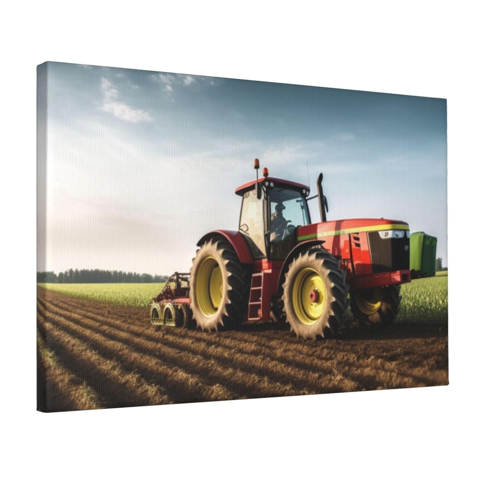 KLOPH Tractor farm Canvas Wall Art for Living Room 12"x18" Modern Artwork Painting for Bathroom Hanging Canvas Prints Aesthetic Wallart for Bedroom Kitchen Office Wall Decor