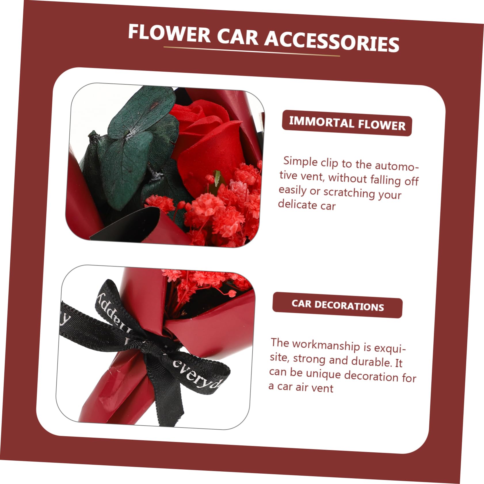 SOLUSTRE 4pezzi Clip Decorativa Per Aria Con Fiori Secchi Diffusore Per Auto Facile Da Installare Design Elegante Per Interni Auto e Casa Ottimo Per Occasioni Speciali
