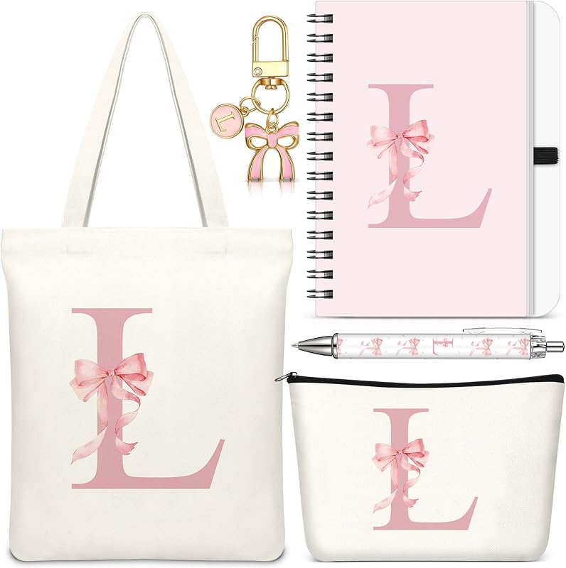 Talltalk Conjunto com 5 Peças com Inicial L: Necessaire, Bolsa de Ombro, Chaveiro, Caderno e Caneta