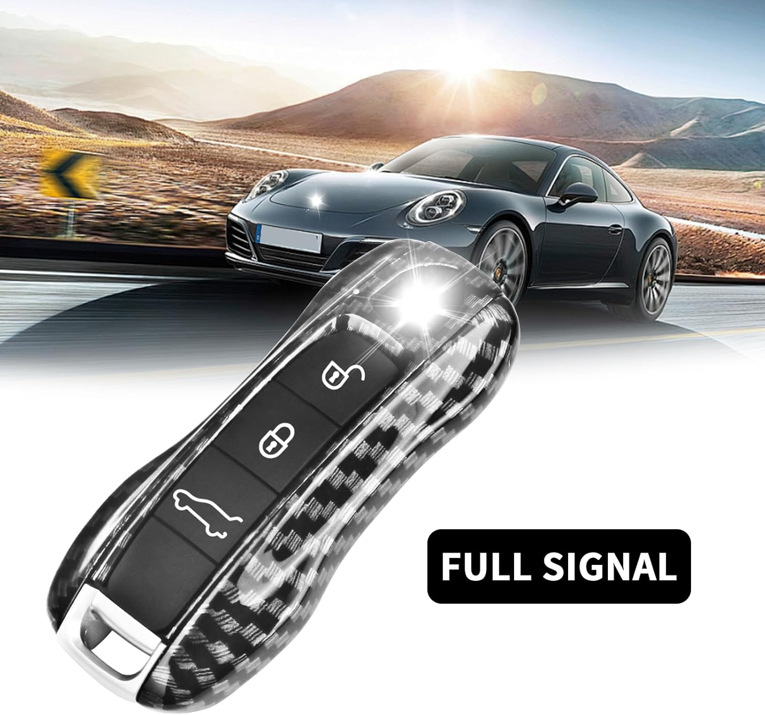 QBUC for Porsche Key Fob Cover, 3-Piece Painted Key Shell Compatible with Porsche Taycan Carrera Cayenne Panamera (Carbon Look) - Image 3