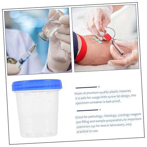 Miniatura 5 de SOLUSTRE 15pcs Measuring Cup Urine Cup Specimen Cup with Lid Sample Seal Cups Containers with Lids Pet Plastic Container with Lid Liquid Sample