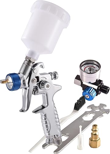 Dynastus Pistola de pulverización de aire HVLP de 4.2 oz para reparación de manchas, boquilla de 0.039 pulgadas con regulador