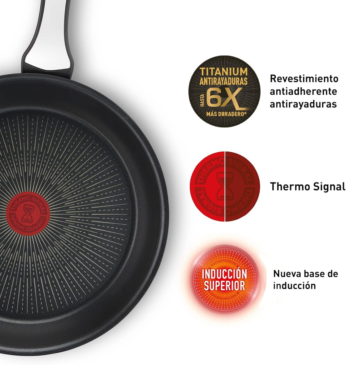 Tefal Unlimited On - 20/24/28 cm con revestimiento muy resistente, Thermo-Signal, Thermo-Fusion, forma profunda, todo tipo de cocinas, apto para horno, sin PFOA, Color Negro, Juego 3 sartenes