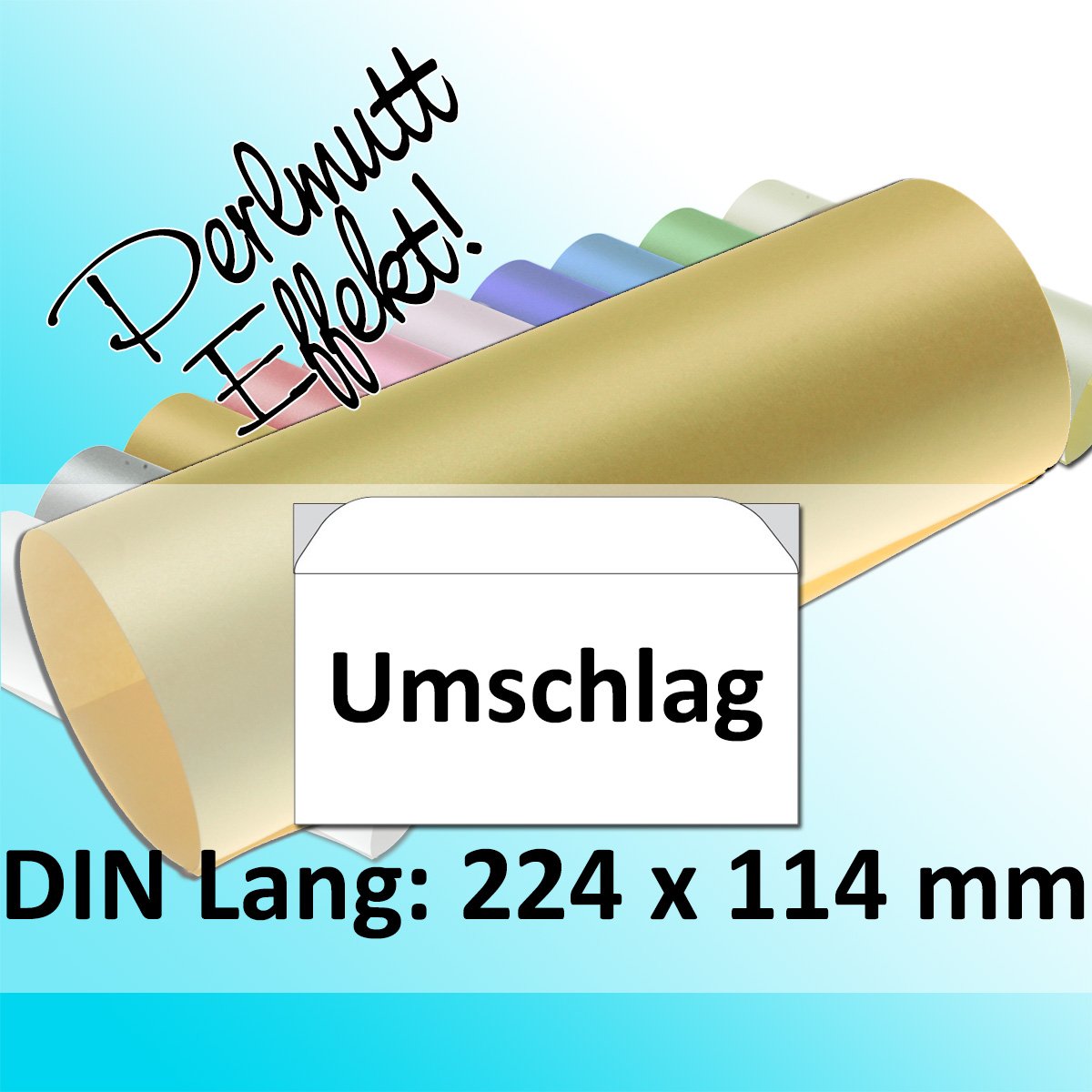 50x Artoz Perle - DIN Lang (DIN C6/5) - Briefumschläge 120 g/m² - Gold - glänzend - mit Haftklebung - ohne Fenster