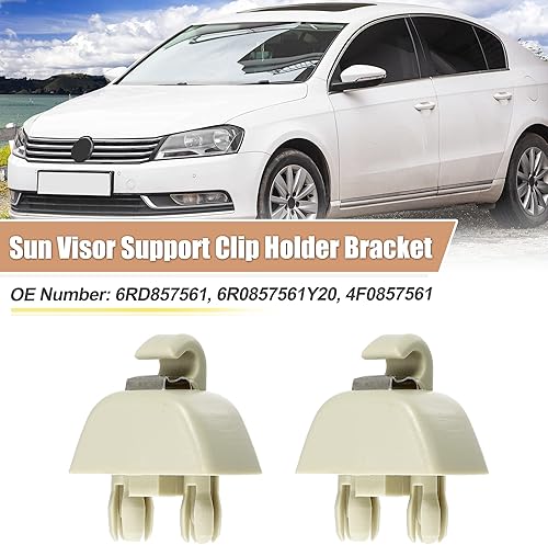 Miniatura 2 de X AUTOHAUX 2 unids parasol soporte clip retenedor 4F0857561 para Audi A6 Quattro A7 A8 RS6 para VW Passat 6R0857561Y20 soporte de visera solar