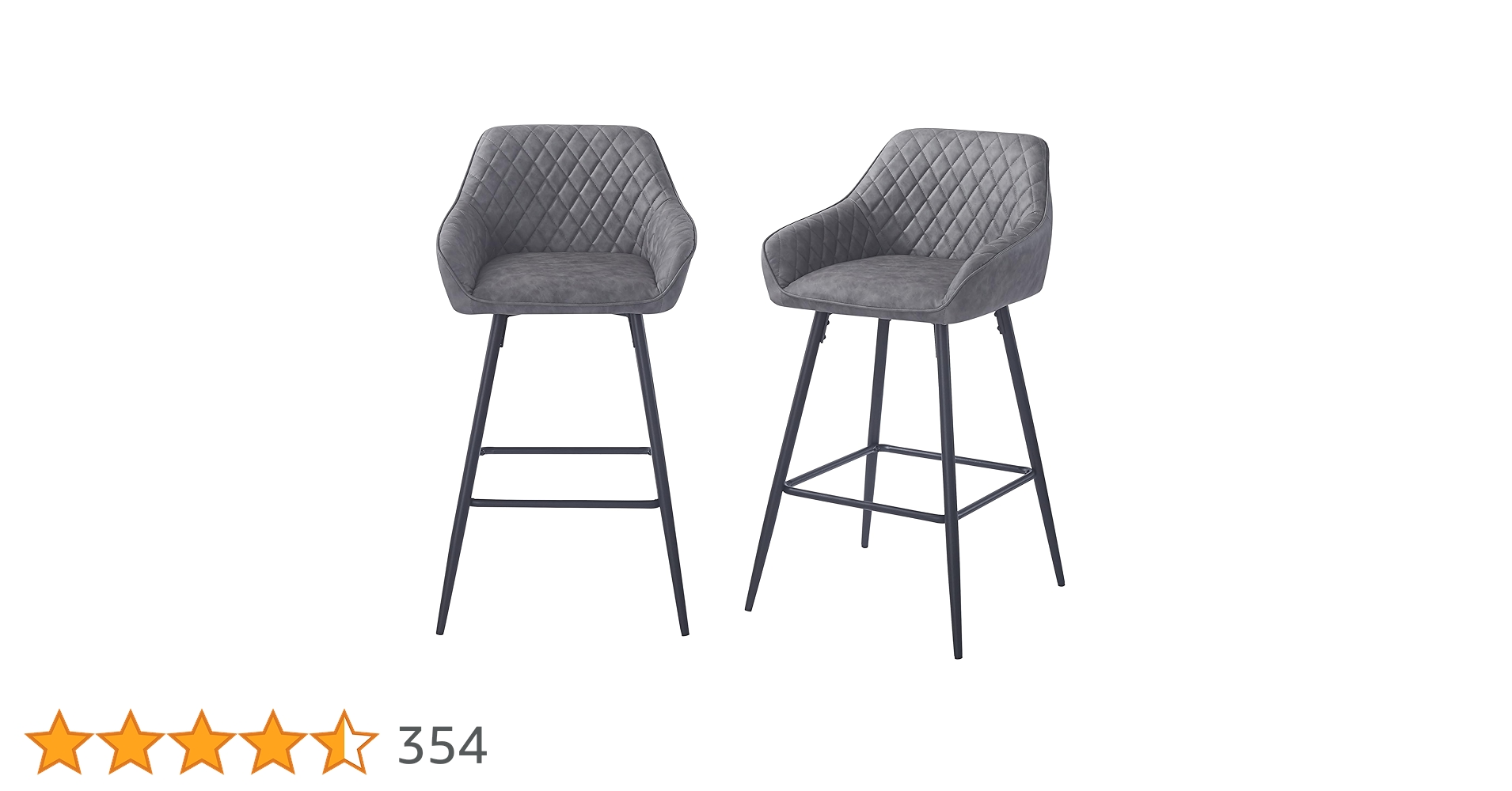 Requena Pair Of Bar Stools Leatherette Exterior With Armrest