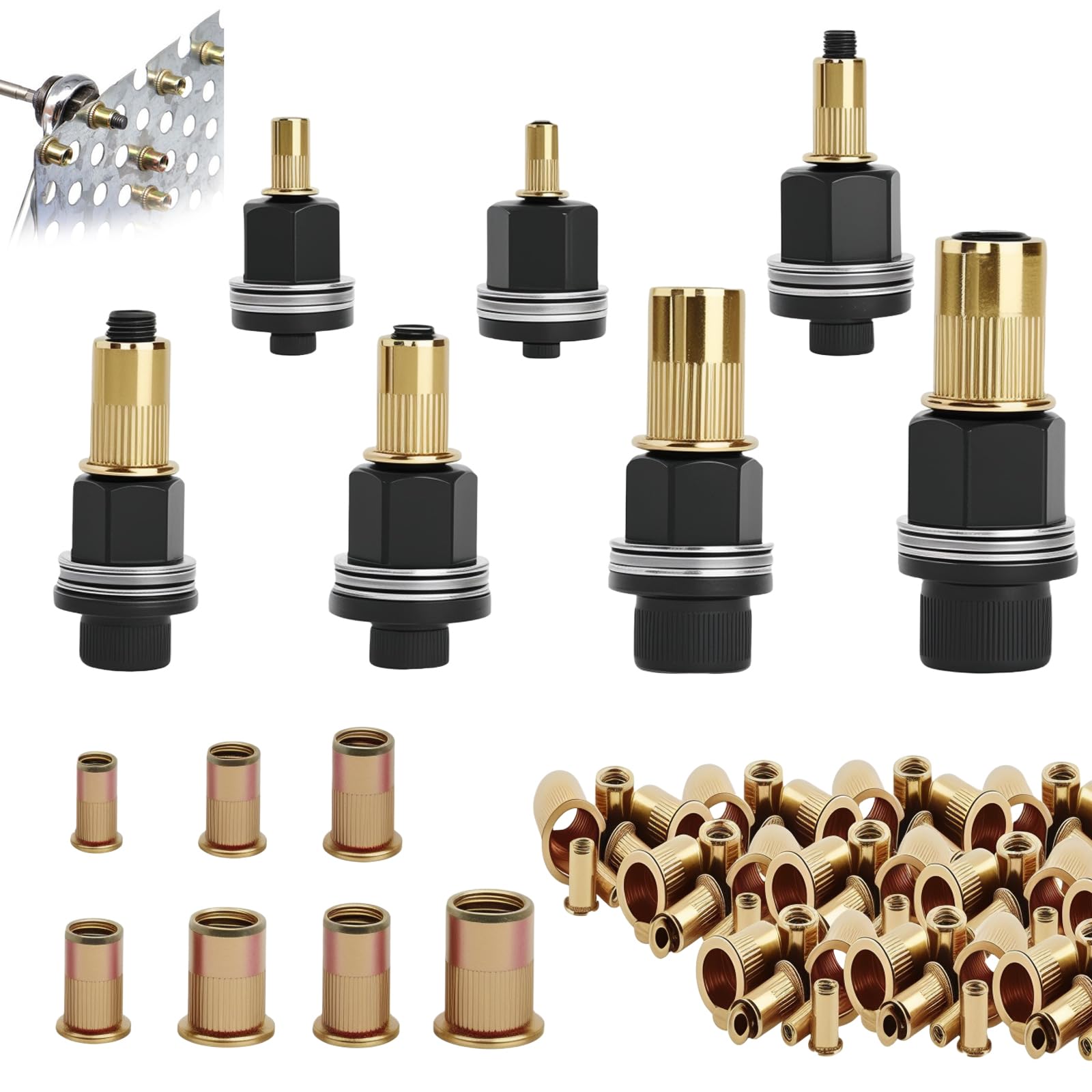 HA BIN Thread Rivet Pliers Set, 7 Pieces Rivet Nut Set Tool M3 M4 M5 M6 M8 M10 M12 Manual Riveting Machine for Automotive, Conductors, Furniture and Decoration Processing