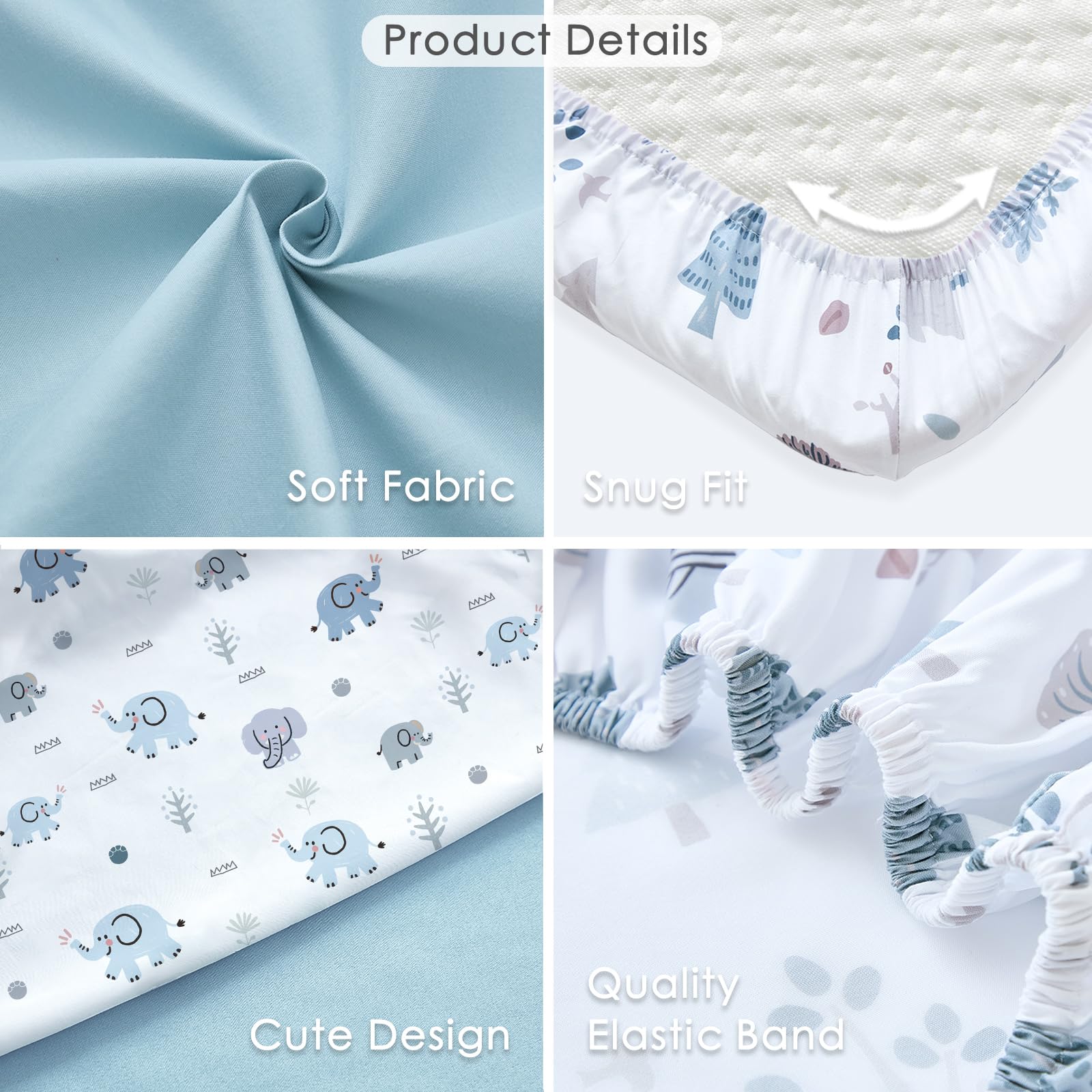 4 Pack Bassinet Sheets - 33"x20" Bedside Bassinet Sheets for Baby Delight, Angelbliss, Fodoss & Most Regular Size Bedside Sleeper | Ultra Soft & Skin Friendly Bassinet Fitted Sheets for Boys Girls