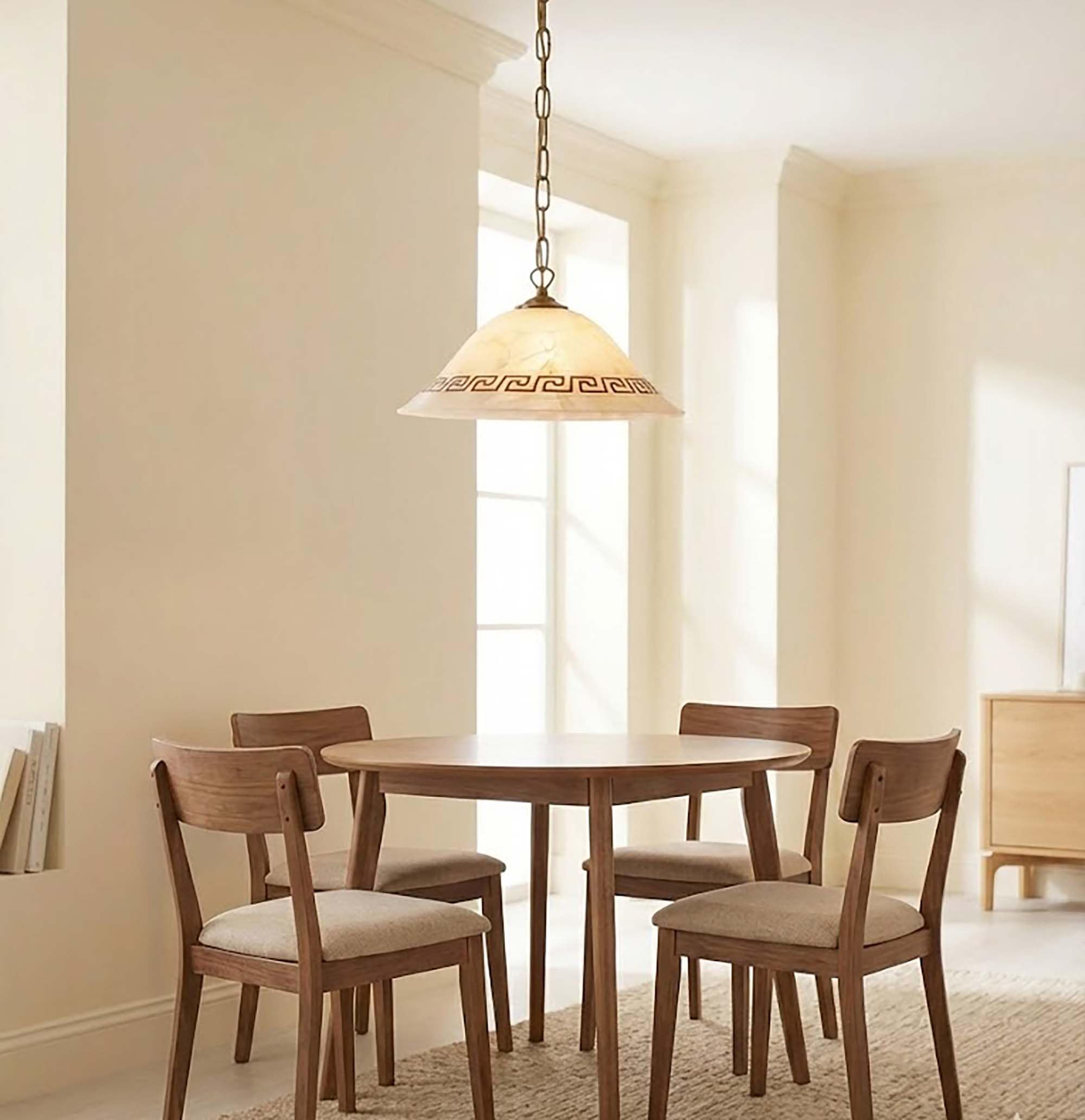 Generico Lampadario a sospensione classica in vetro marmo 1 luce Forgiato d.40 per ingresso, salotto, soggiorno, sala da pranzo, cameretta, cucina, bagno
