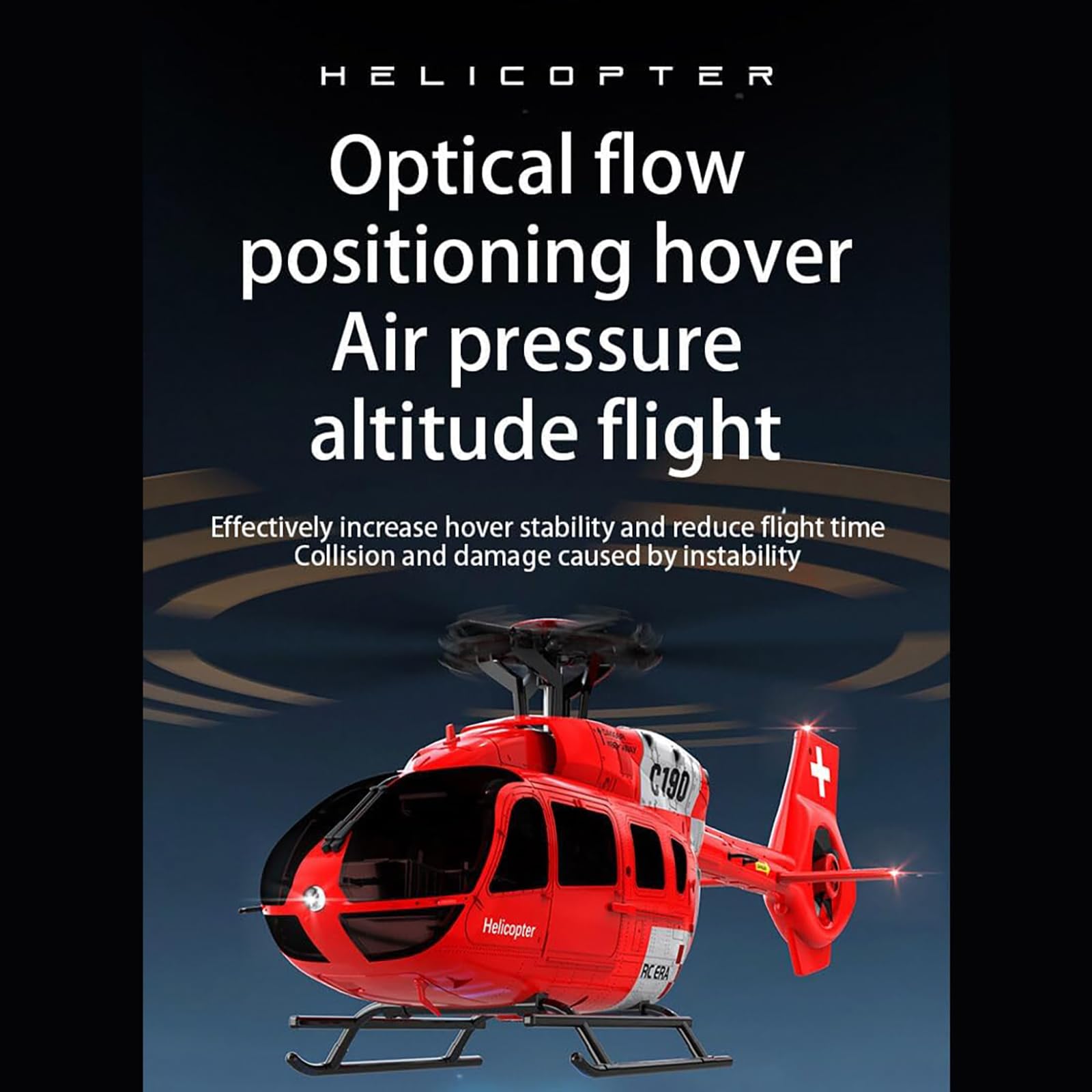 Helikopter RC C190, skala 1:30 Helikopter H145 2.4G 6CH RTF z pojedynczym śmigłem bez lotek, 6-osiowa stabilizacja żyroskopowa Prezent dla dorosłych