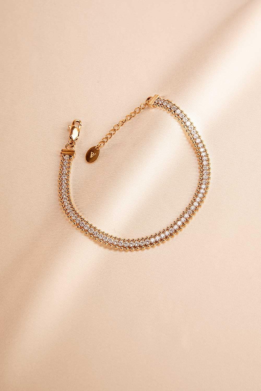 PAUL VALENTINE - Bracciale da Donna in Acciaio inox - Placcato Oro/Dorato - con Zircone - PV-B0028