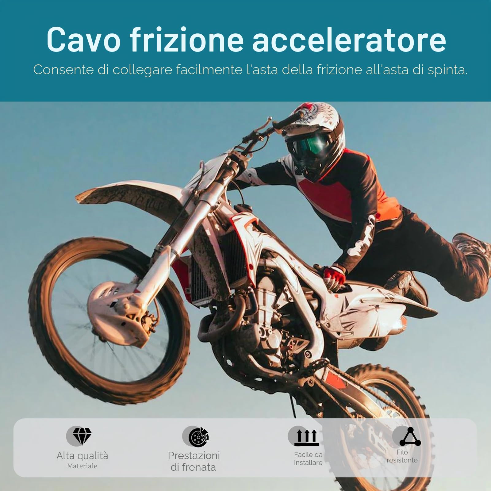 Cavo Frizione Moto Universale 1,3M con 8 Pezzi Kit di Riparazione per Moto e Cross
