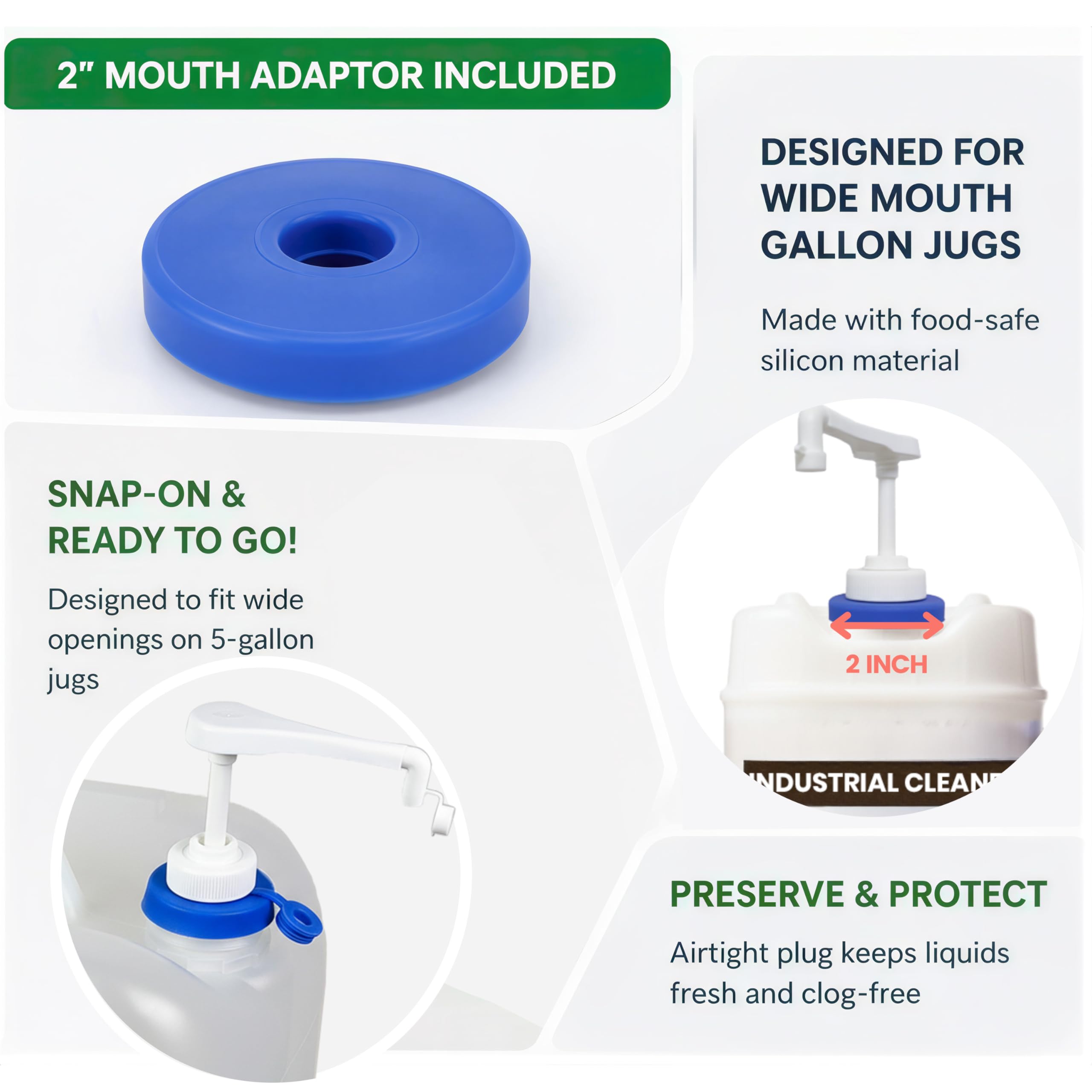 Paquete de 2 dispensadores de bomba de galón resistentes, bombas para jarra de 1 galón y cubo de 5 galones, dispensador de botellas de bomba para champú, detergente para lavandería, líquido, agua,
