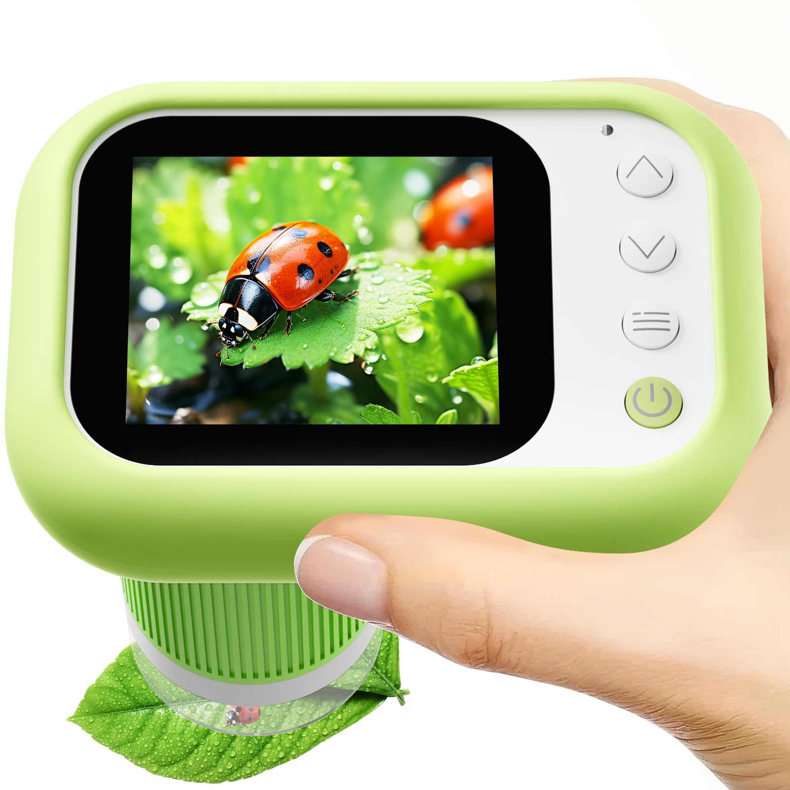 Microscope for Kids Handheld Mini Portable Digital Rechargeable 1000X with 2.4 Screen 1080P 3 in 1 Microscope Photography Recording Edu Gift Age 4-6 8