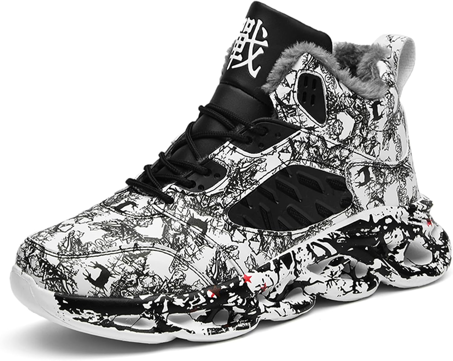 GSIGUL Mens Basketball Shoes Lightweight Mens Running Tennis Shoes Graffiti Athletic Chunky Sneakers for Men