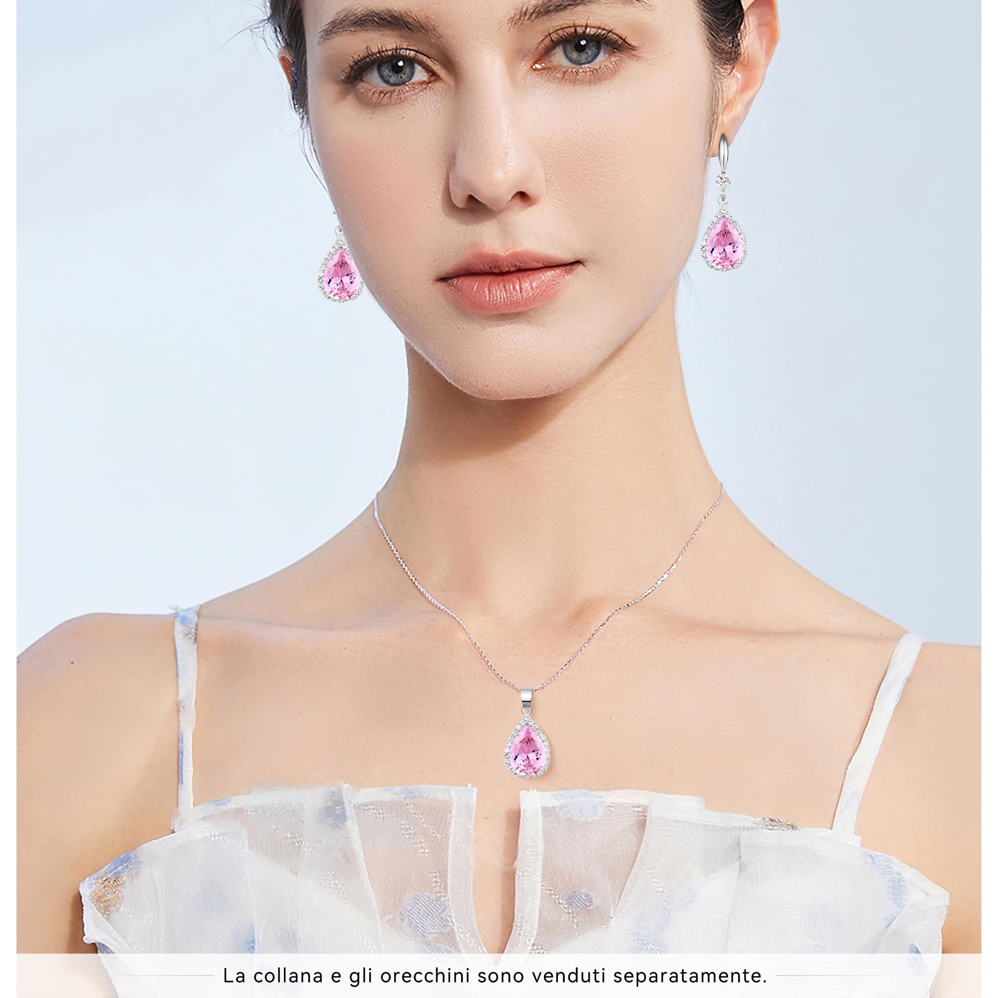 Linawe Orecchini pendenti da donna, orecchini pendenti, in argento dorato, gioielli in oro rosa, orecchini in cristallo con diamanti, gioielli a goccia per matrimoni