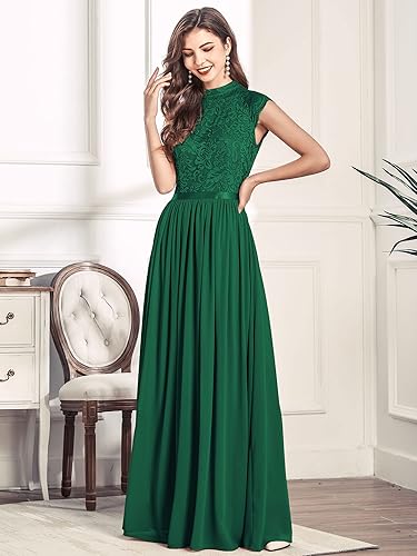 Miniatura 3 de Miusol Vestido largo formal sin mangas de encaje floral para dama de honor para mujer