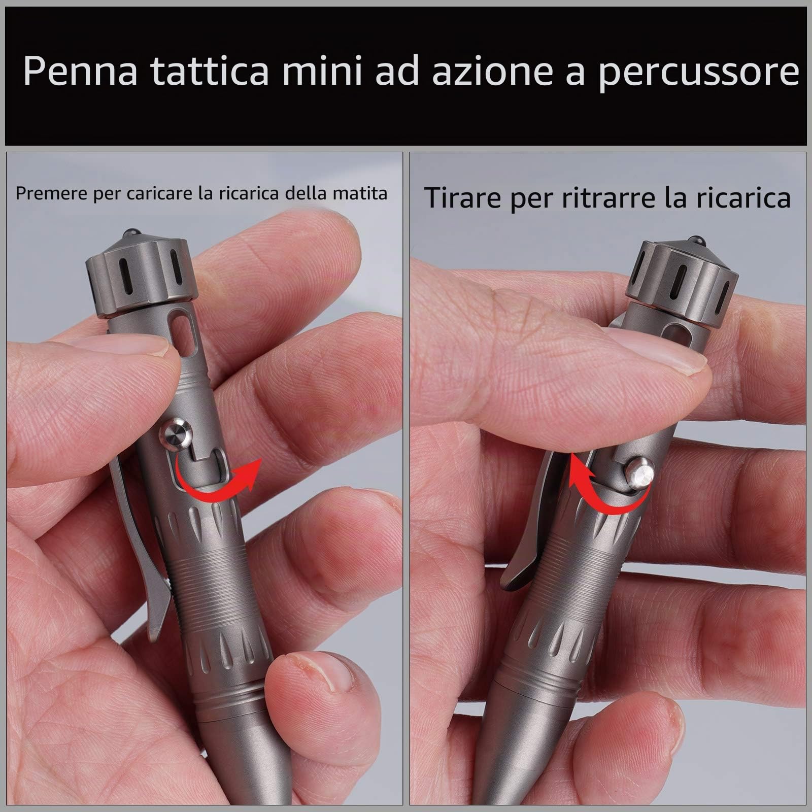 MecArmy Penna in bronzo titanio, lussuosa, leggera, retrattile, inchiostro ricaricabile, nuova penna a sfera EDC tascabile