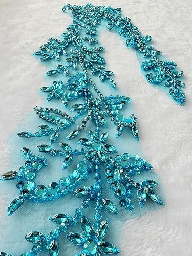 Vista 71 de PLune Diamantes de imitación acrílicos brillantes hechos a mano en apliques de encaje, cuentas de costura, parches para accesorios para vestido