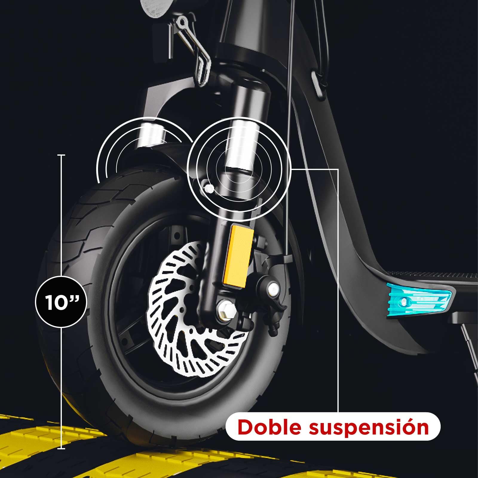 JOYOR C10 DGT Patinete Electrico Adultos - Motor de 500W Autonomía 35km Batería Extraíble Neumáticos de 10" Doble Suspensión - Scooter Homologado DGT