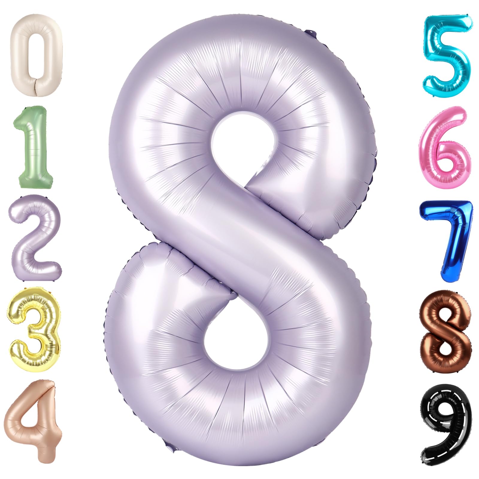 Mluchee Number 8 Balloon Cream Purple 40 Inch for 8th Birthday Decorations Party Supplies - main product image