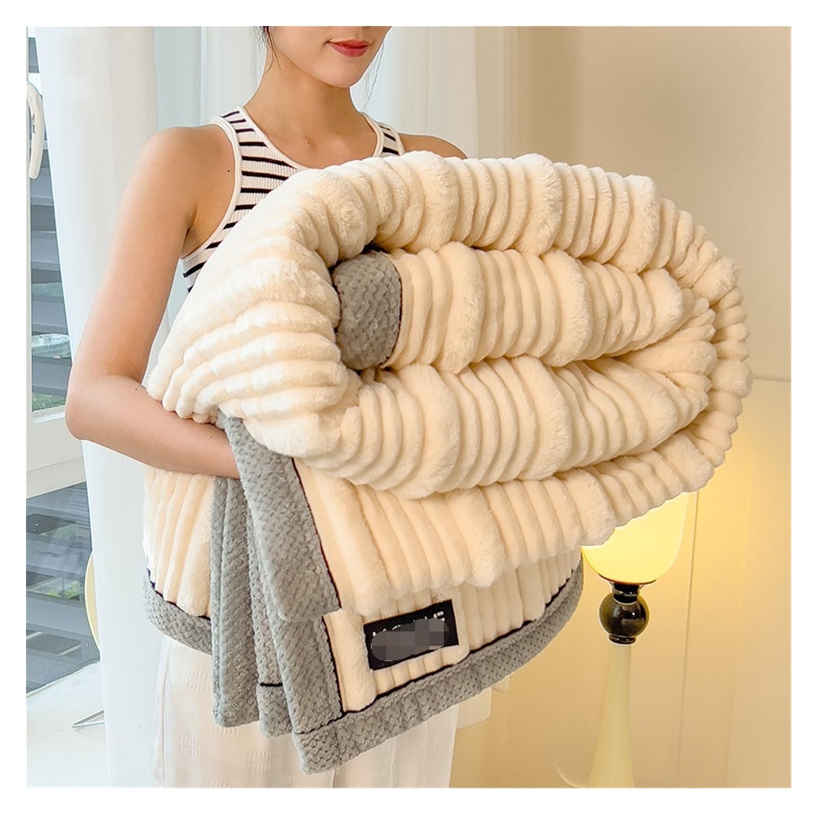 Couverture en peluche chaude lit et canapé boutis blanc 120x200