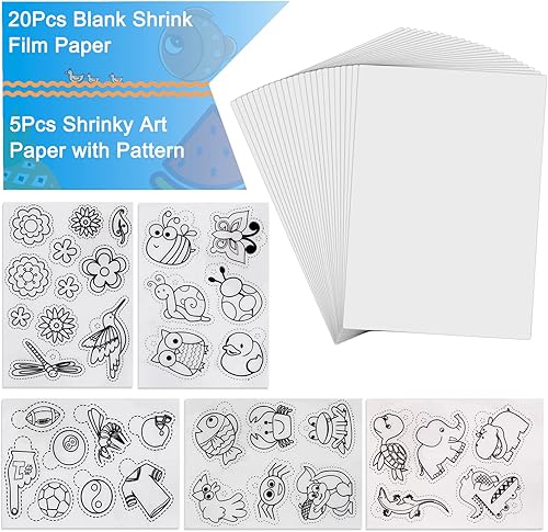 Vista 17 de Kit de hojas retráctiles de plástico retráctil, kit de papel retráctil Dink con 25 hojas de película retráctil+herramientas de arte retráctil