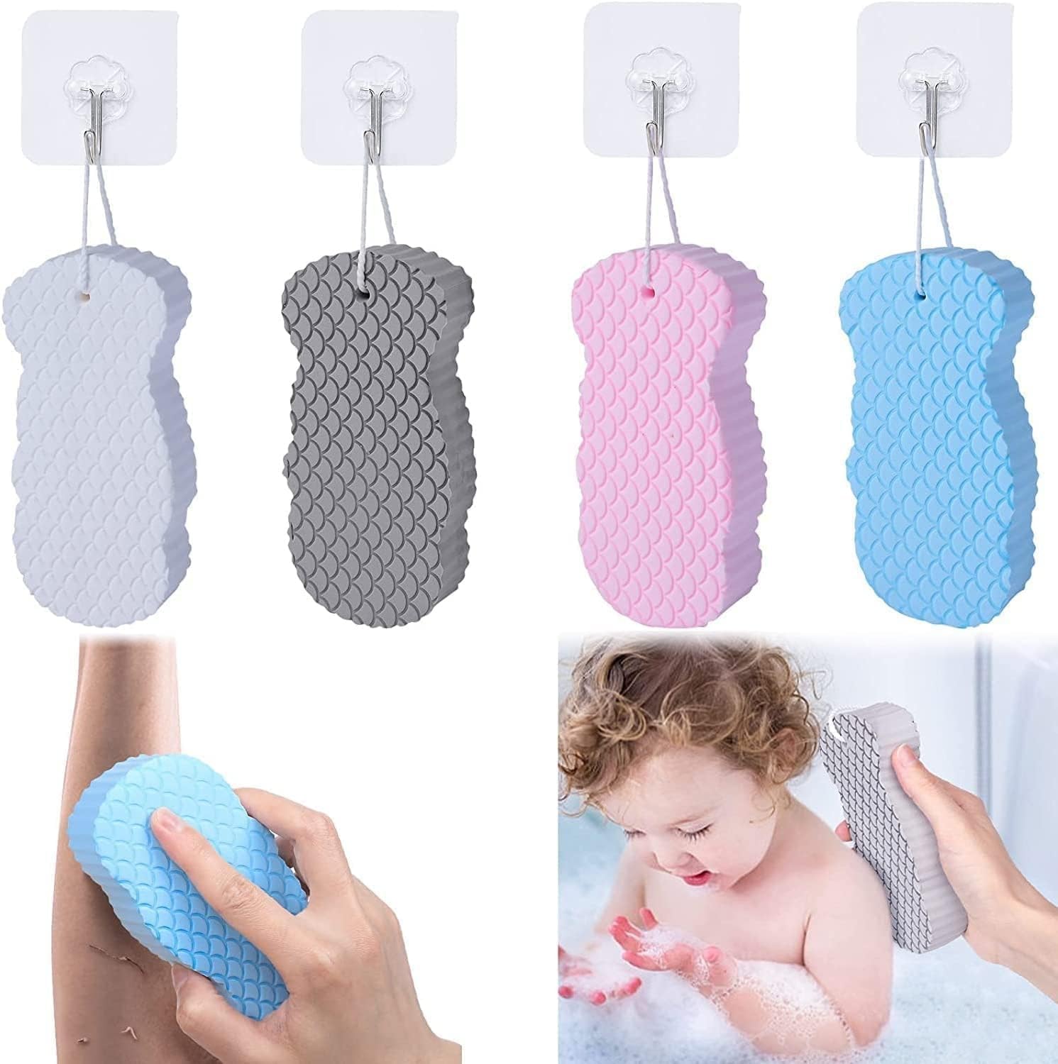 Qseefy Ultra Soft Bath Body Shower Sponge, Magic Bath Sponge Dead Skin Remover, Super Soft Exfoliating Bath Sponge Painless Scrub Sponge for Adults Children and Pregnant Women-image-38