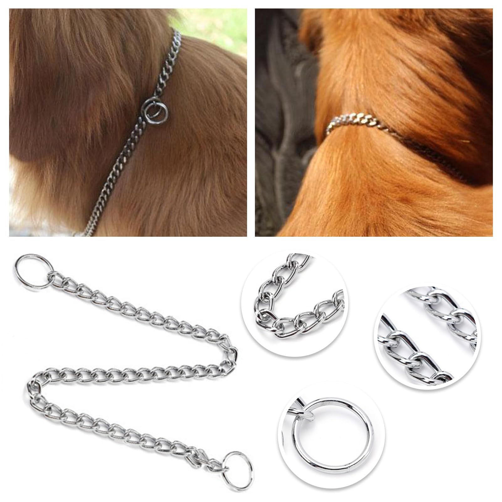 Collare A Catena Per Cani In Ferro E Metallo Per Cani, Durevole E Regolabile, Collare Per Addestramento Per Cani Di Taglia Media E Grande, Per Addestramento All'aperto, Passeggiate, Anti Masticazione - Foto 8